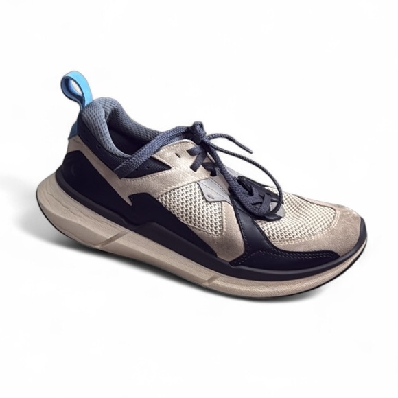 Ecco Biom Street Sneakers‎ Men’s Size 5.5 Navy Beige Lace Up Athletic Shoes - Picture 1 of 15